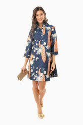 Metallic Peacock Jacquard Megan Dress